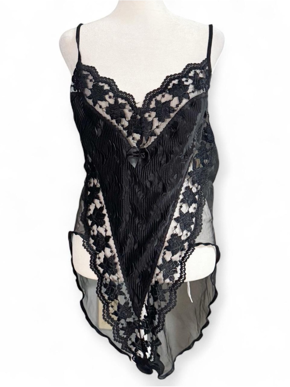 Vintage NWT Inner Most Black Sheer Lace Bodysuit 2X Lingerie